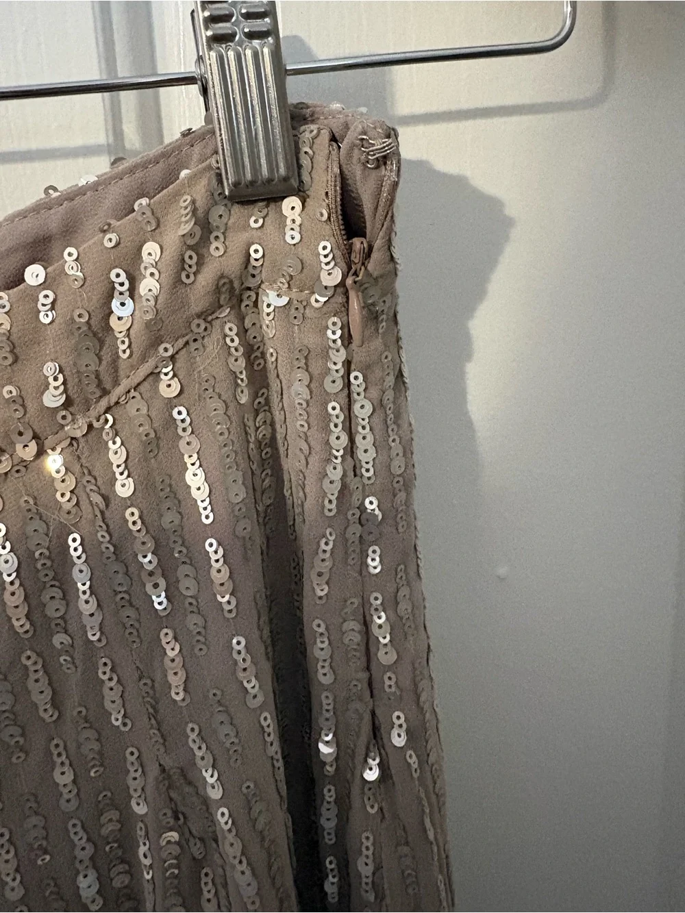 Sequin Wide Leg Pants in Taupe
